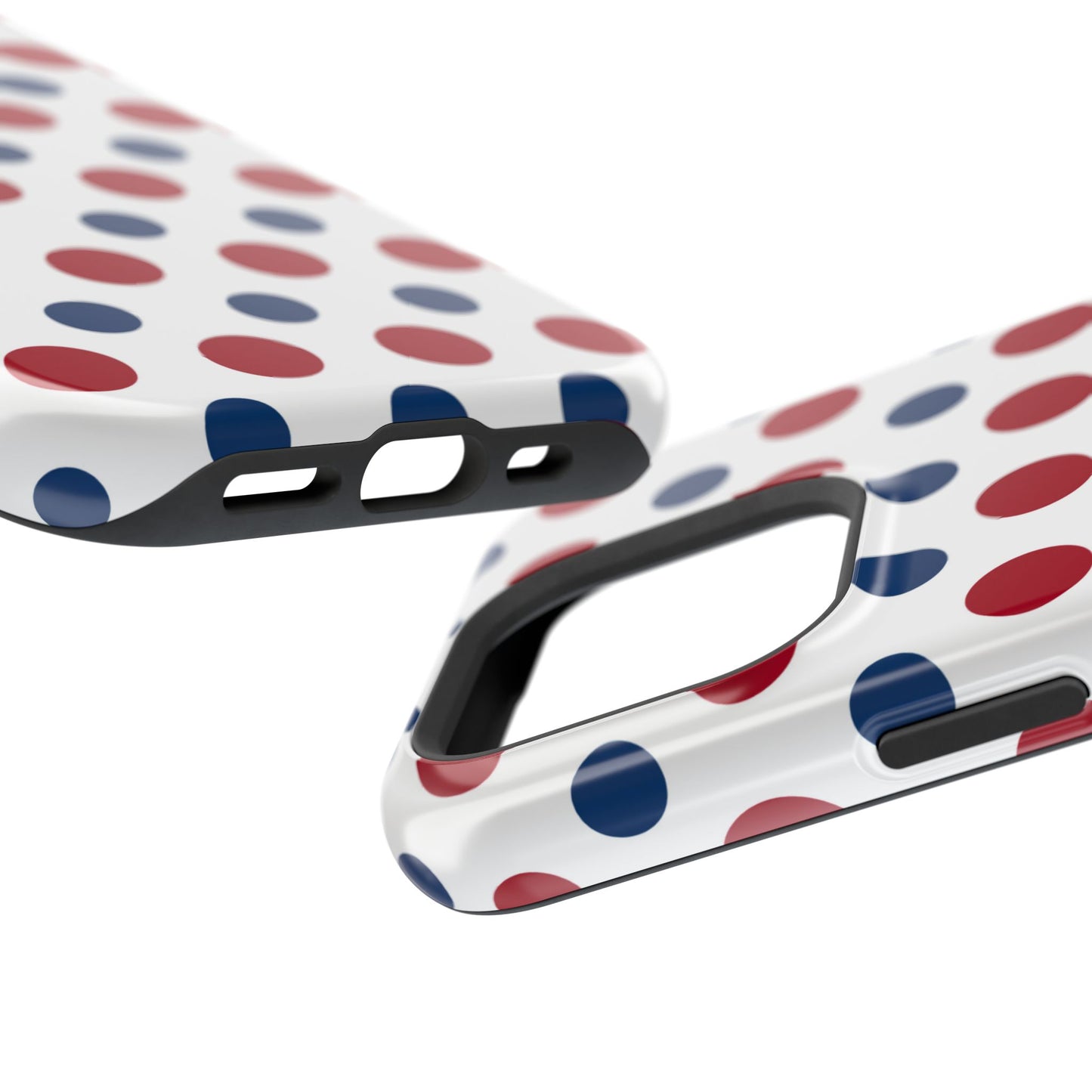 Patriotic Navy, White, and Red Polka Dot MagSafe iPhone Case