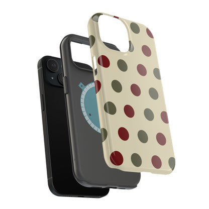 Red & Green Polka Dots on Cream – MagSafe iPhone Case