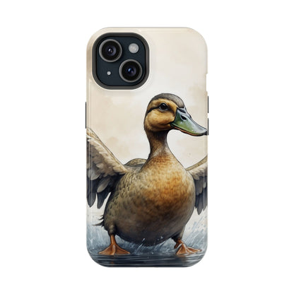 Graceful Duck in Watercolor Scene - MagSafe iPhone Case