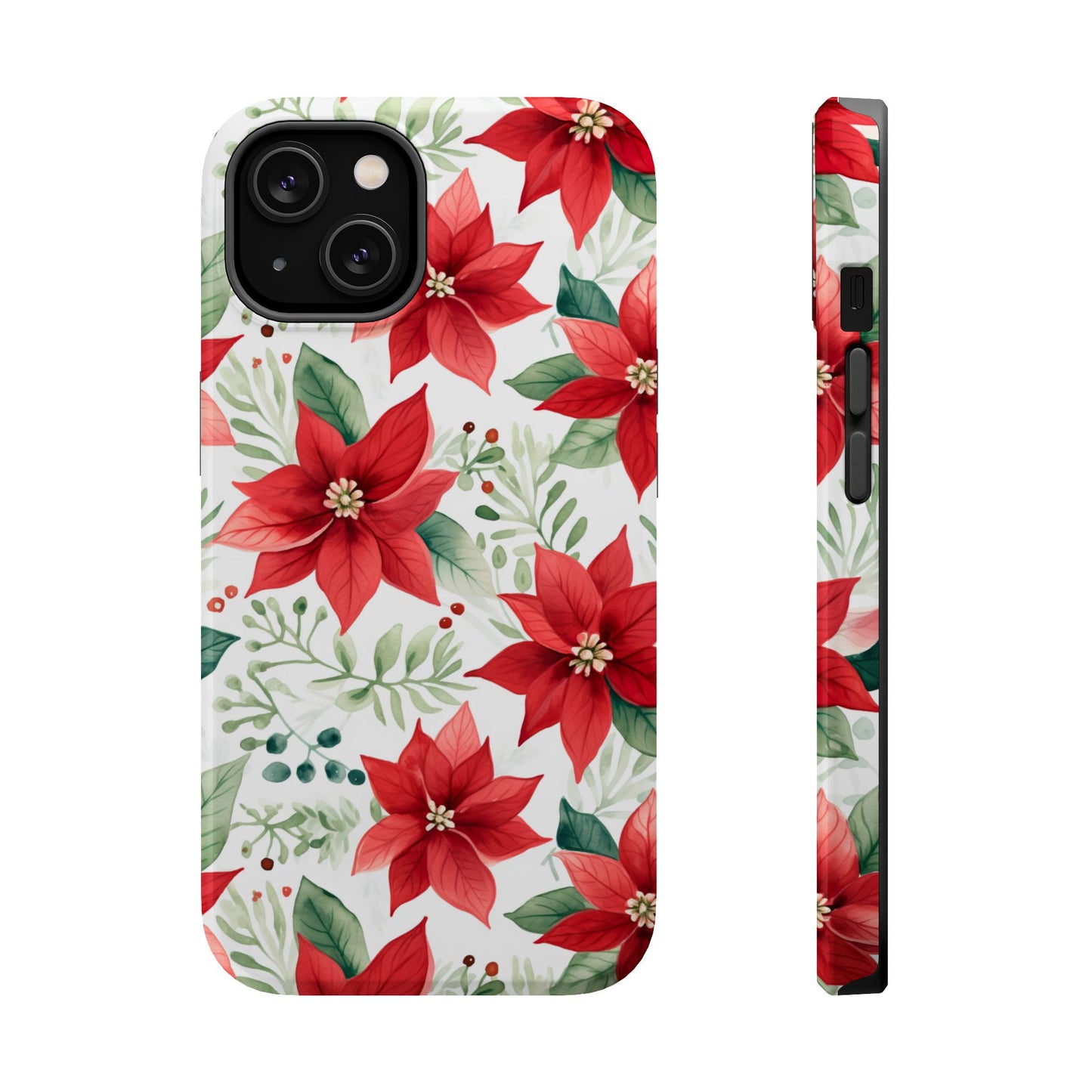 Festive Poinsettia Holiday Pattern – MagSafe iPhone Series Case