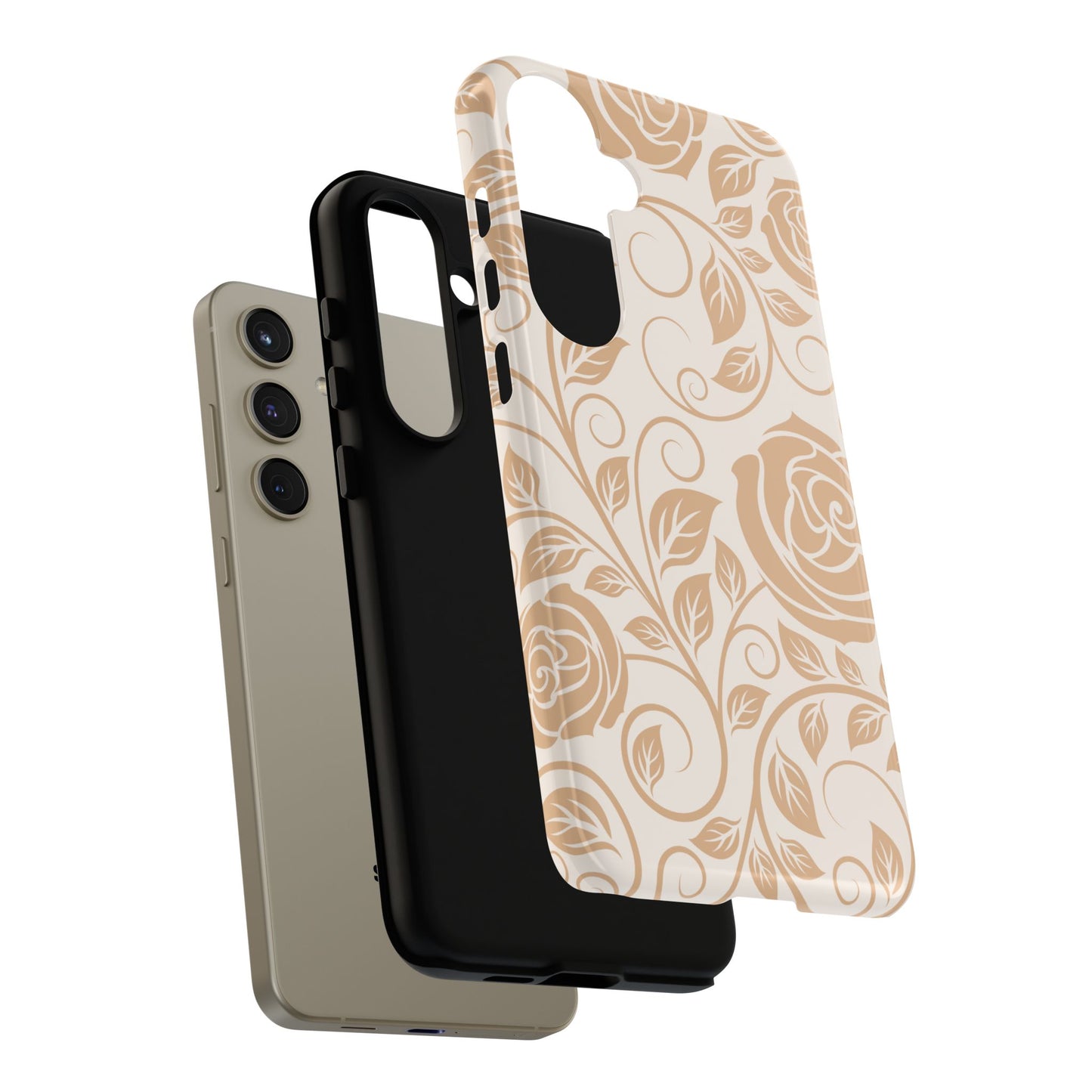 Vintage Rose Vine Tough Samsung Galaxy Case – Elegant Floral Pattern with Dual-Layer Protection