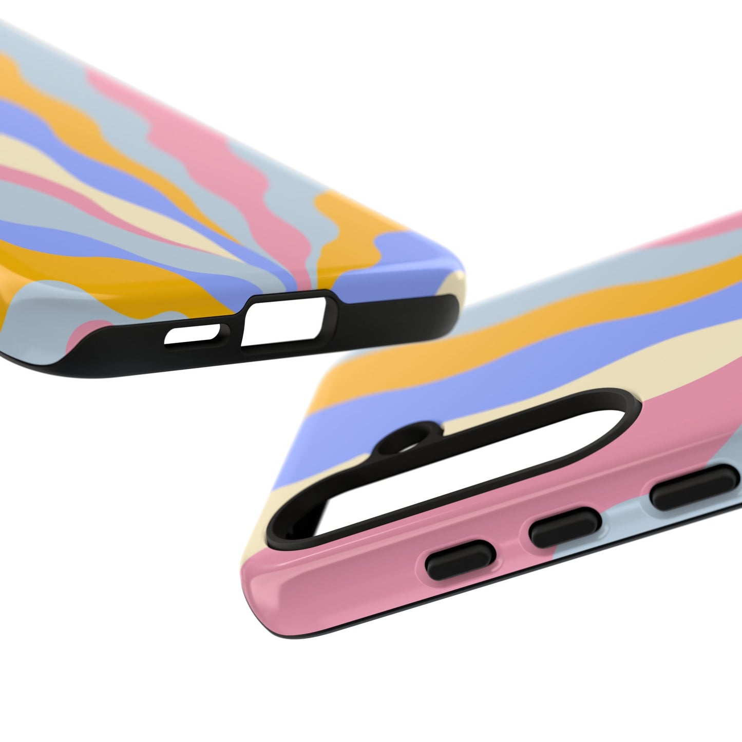 Pastel Radiance Samsung Galaxy Case – 70s-Inspired Dual-Layer Design with Wavy Sunburst Pattern