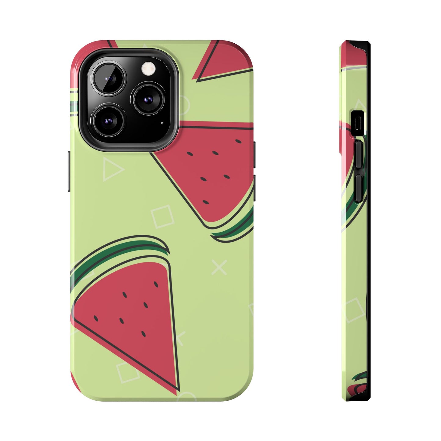 Watermelon Slice iPhone Case – Fresh & Fun Design with Retro Geometric Pattern