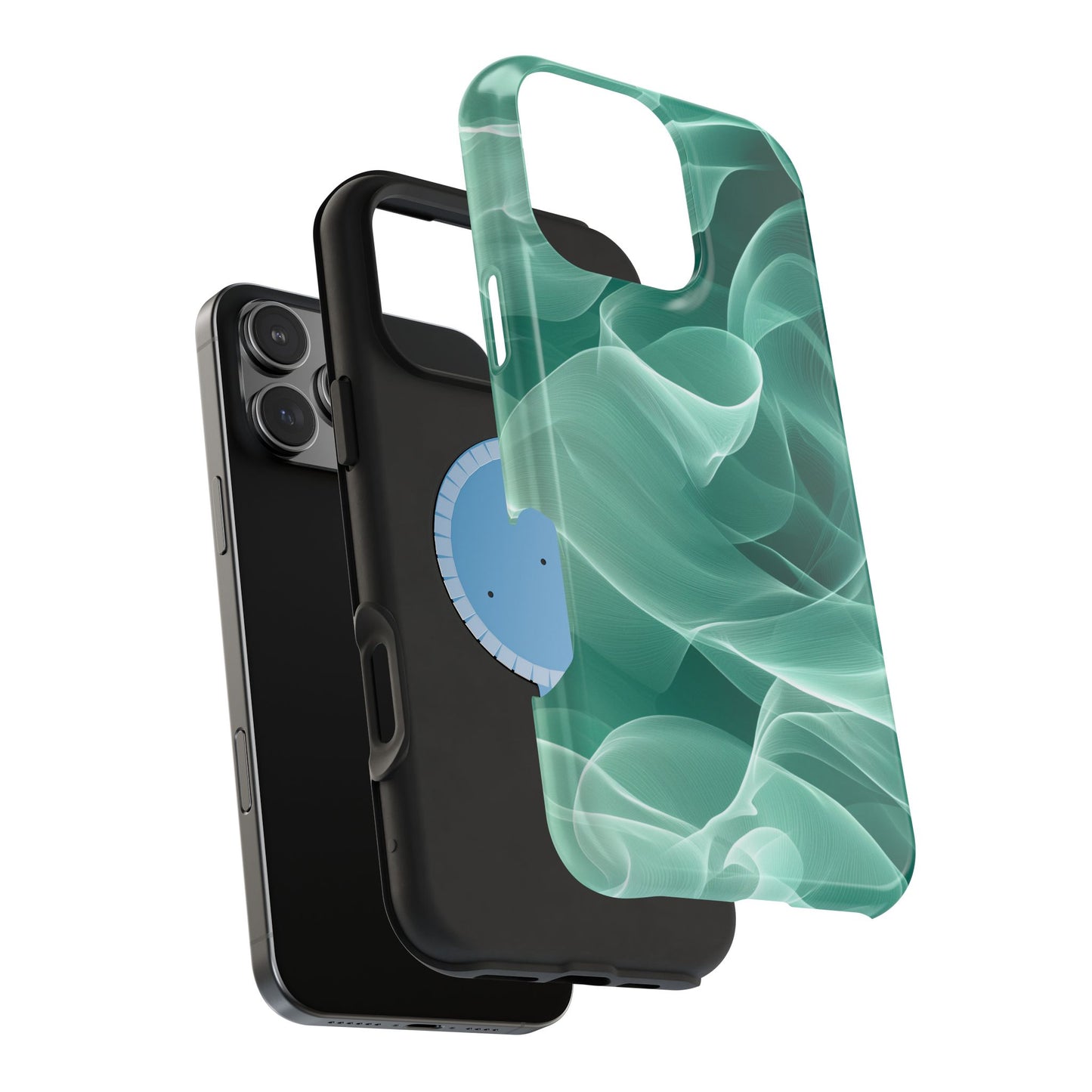 Emerald Flow MagSafe iPhone Case – Translucent Green Fabric-Inspired Design