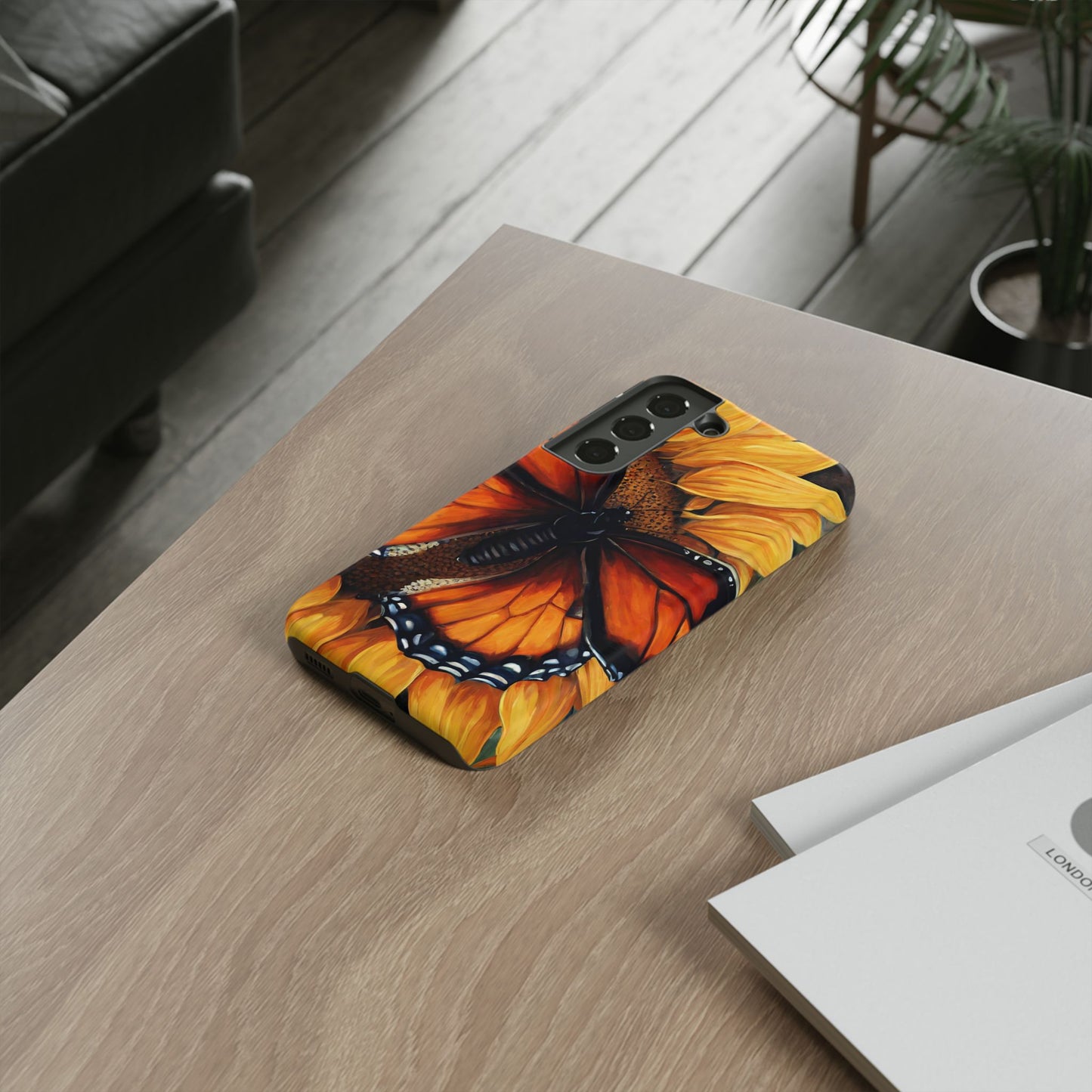 Monarch Butterfly & Sunflower Art – iPhone Case