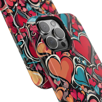 Vibrant Multicolor Heart Art – MagSafe-Compatible iPhone Case