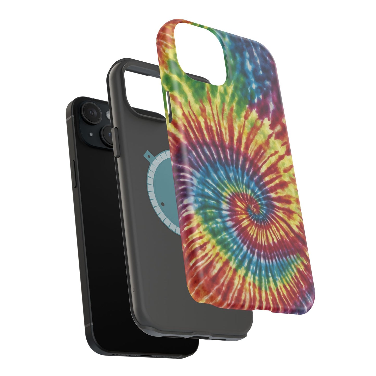 Vibrant Spiral Tie-Dye MagSafe Case – Retro Rainbow Design