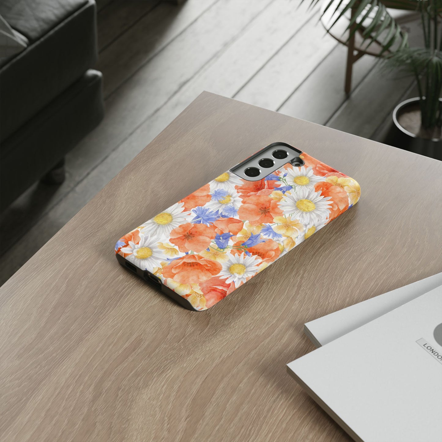 Watercolor Wildflower Pattern Samsung Galaxy Case – Durable Matte Finish with Daisy, Poppy & Cornflower Design