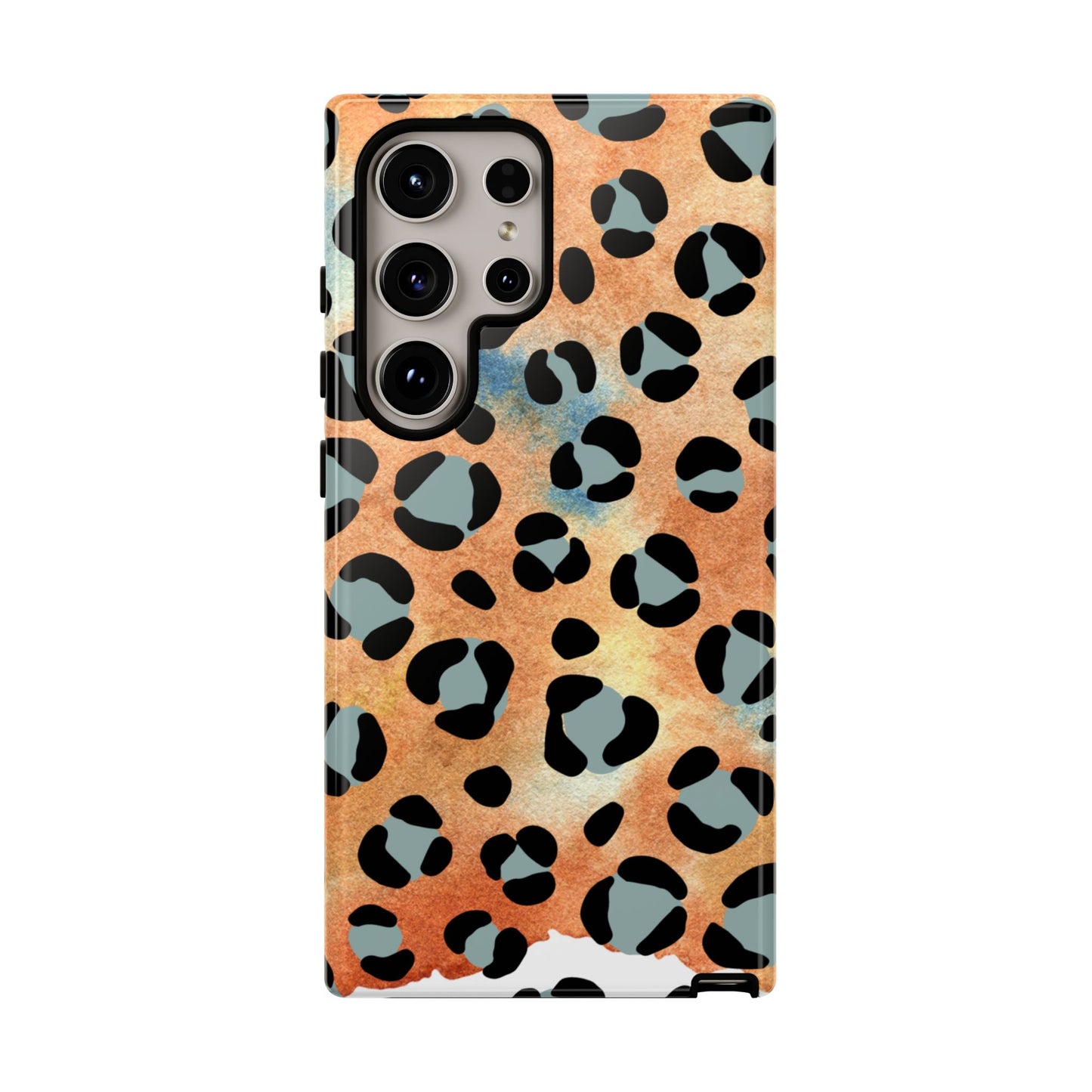 Sunset Watercolor Leopard Print Tough Samsung Galaxy Case – Artistic Animal Pattern with Dual-Layer Protection