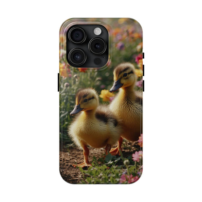 Charming Ducklings in Floral Garden - iPhone Case