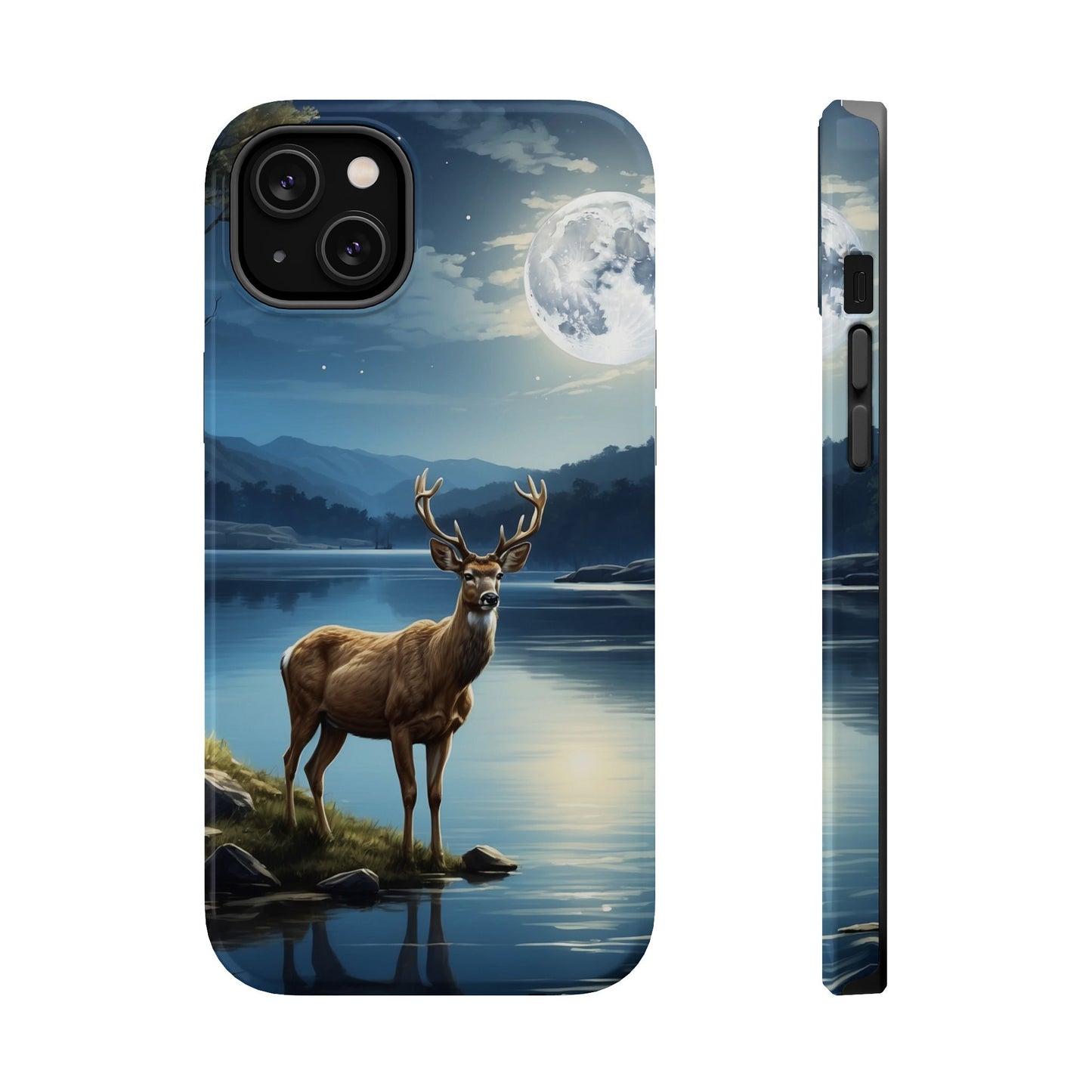 Moonlit Elegance: Stag by the Lake – MagSafe iPhone Case