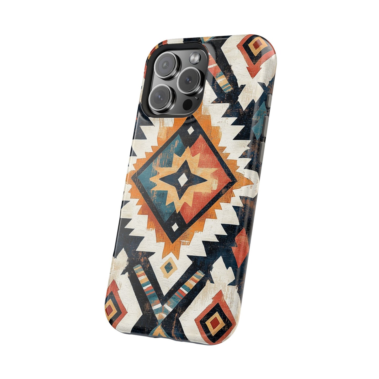 Vintage Southwestern Diamond Tough MagSafe iPhone Case – Rustic Tribal Design, Dual-Layer Protection