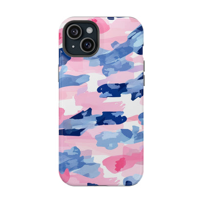 MagSafe Case: Dynamic Pink & Navy Brushstroke Art