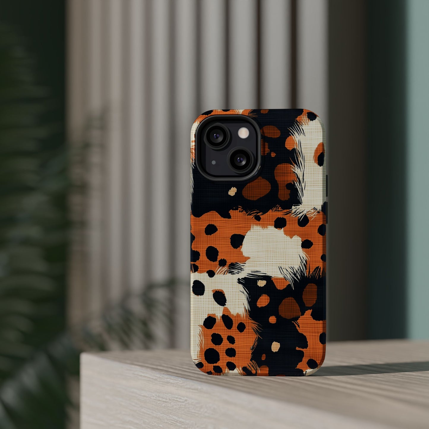 MagSafe iPhone Case: Cheetah Plaid – Brown & Black Pattern