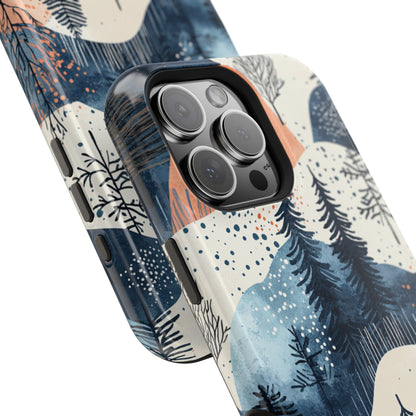 Winter Forest MagSafe iPhone Case | Watercolor Trees & Mountains