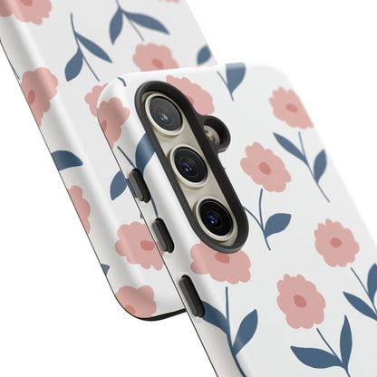 Playful Pink Floral Tough Samsung Galaxy Case – Soft Pastel Design, Slim & Shockproof - BOGO Cases