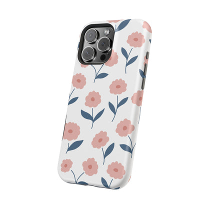 Playful Pink Floral Tough MagSafe  iPhone Case – Soft Pastel Design, Slim & Shockproof