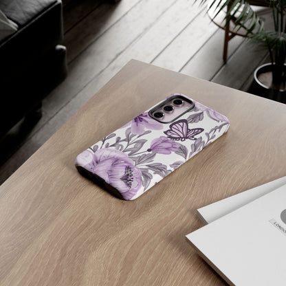 Lavender Bloom Butterfly Samsung Galaxy Case – Delicate Floral Design with Watercolor Details