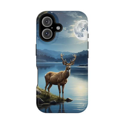 Moonlit Elegance: Stag by the Lake – MagSafe iPhone Case