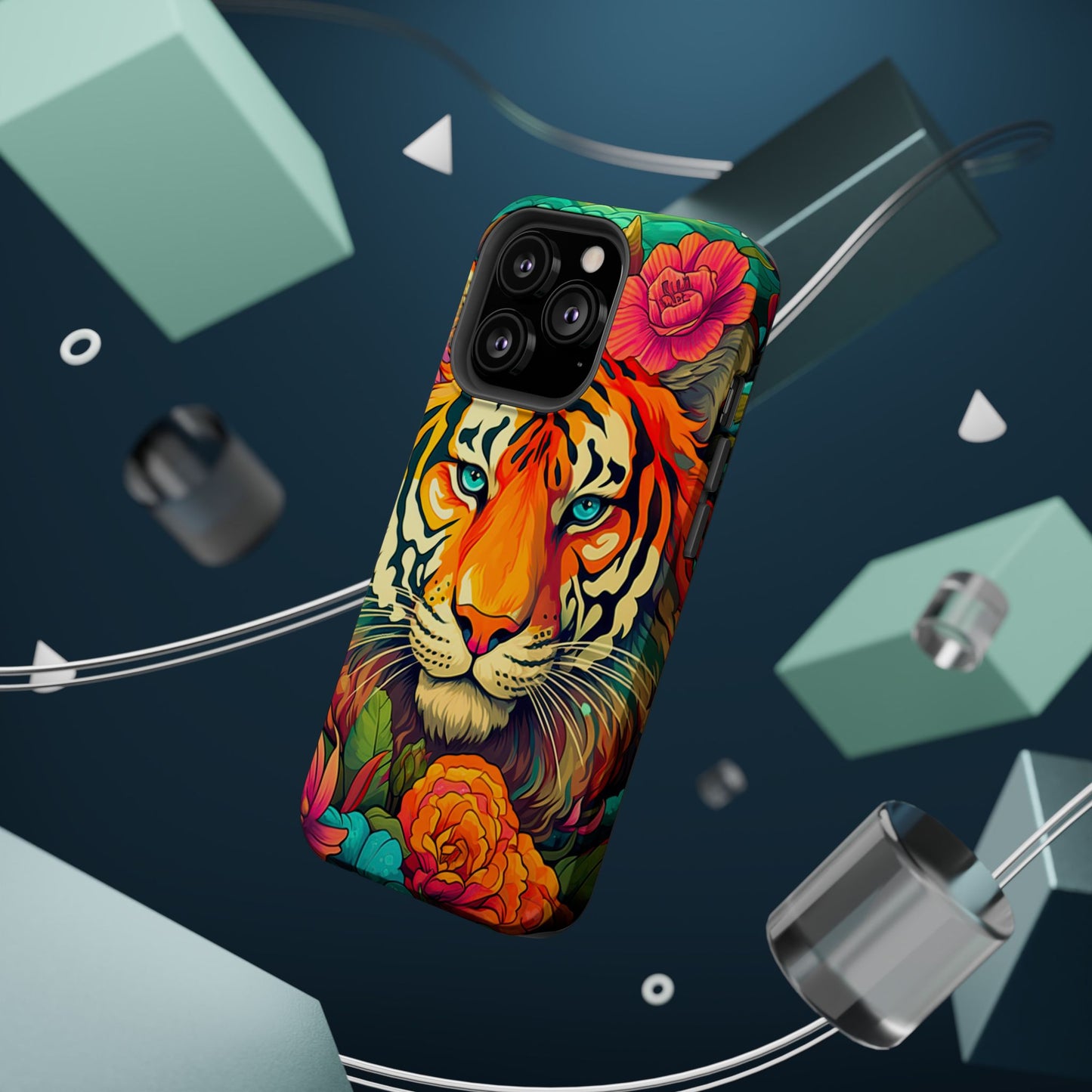 Fierce Rainbow Tiger Art - MagSafe iPhone Case