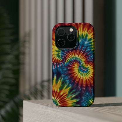 Retro Rainbow Tie-Dye MagSafe Case – Swirl Design