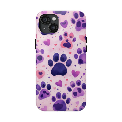 Purple Paw Print iPhone Case - Playful Pet Lover’s Protective Cover