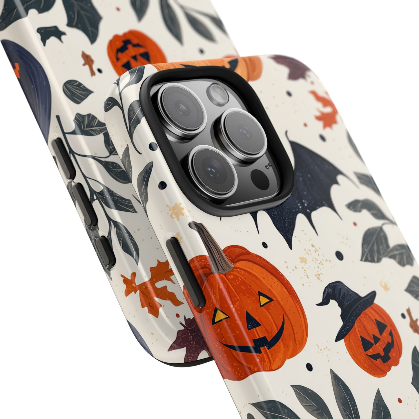 Spooky Halloween iPhone Case – Pumpkins, Bats, and Spider Design