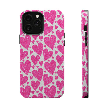 Pink Glitter Hearts Pattern MagSafe Case