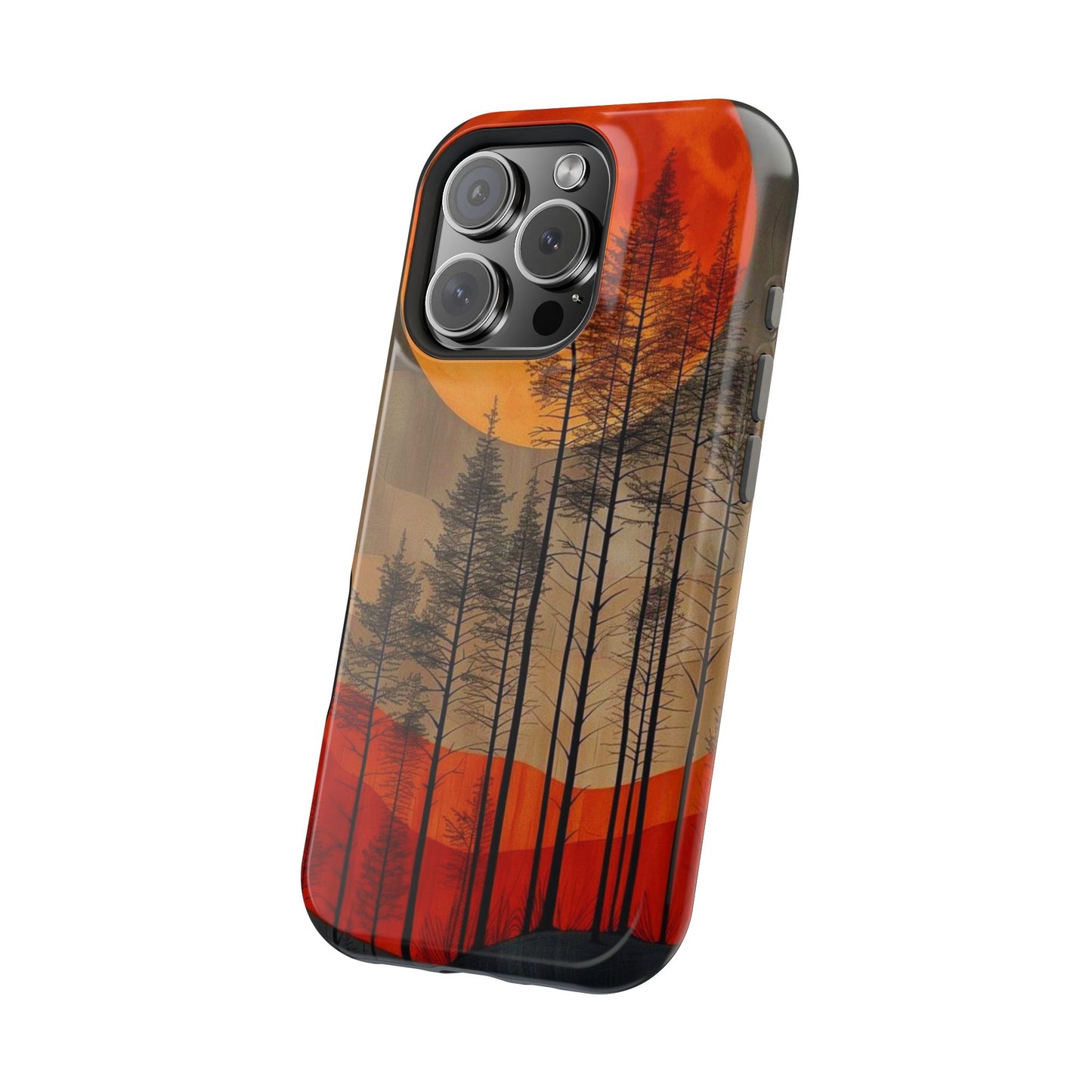 Moody Forest Moonrise MagSafe iPhone Case – Dark Landscape Design, Dual-Layer Protection