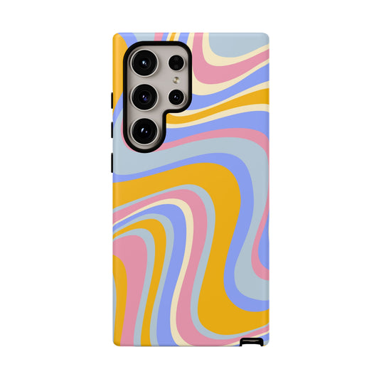 Groovy Pastel Waves Samsung Galaxy Case – 70s-Inspired Design with Dual-Layer Protection