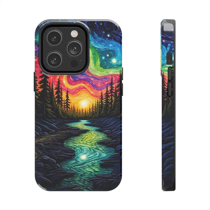 Celestial Nightscape iPhone Case – Vibrant River and Starry Sky Design