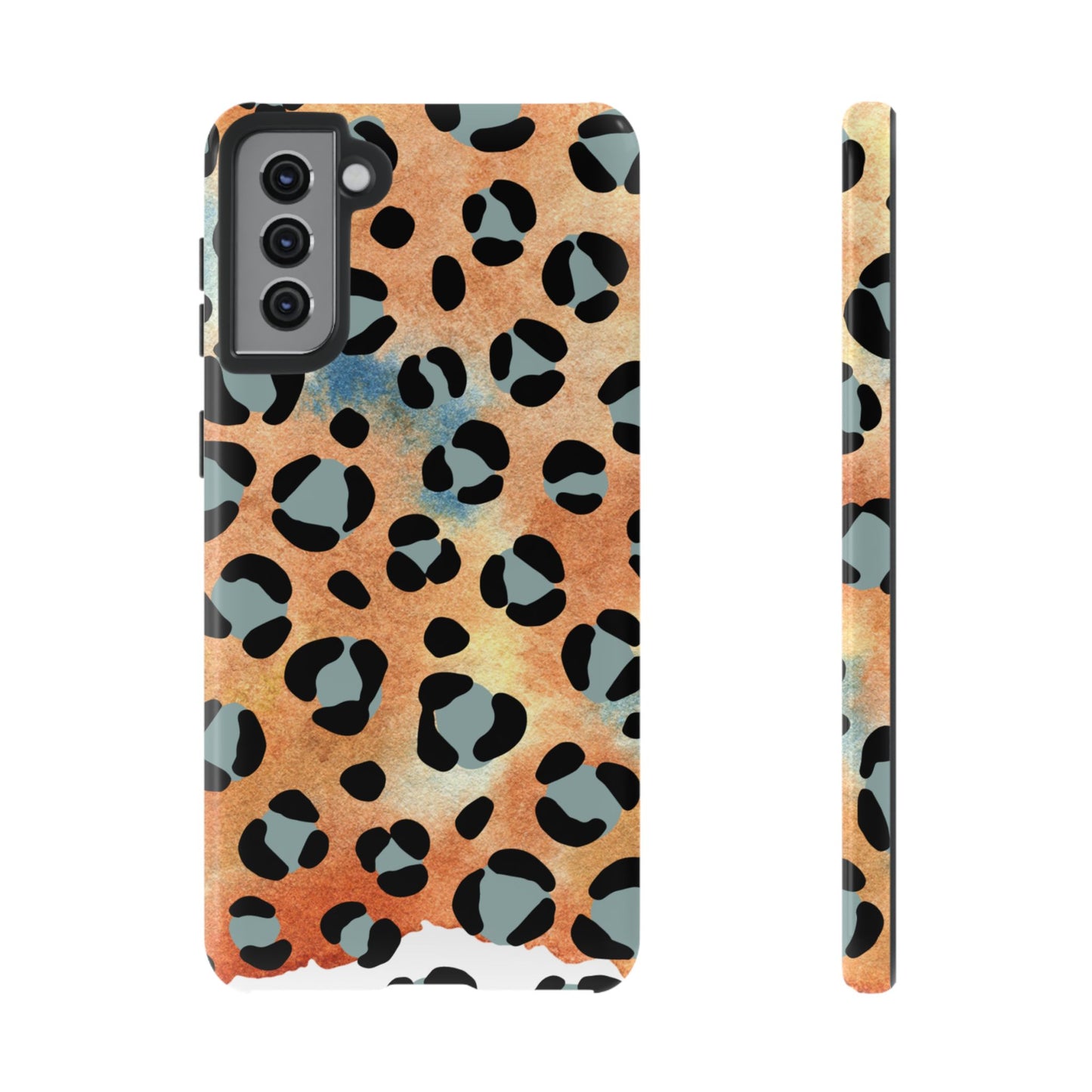 Sunset Watercolor Leopard Print Tough Samsung Galaxy Case – Artistic Animal Pattern with Dual-Layer Protection