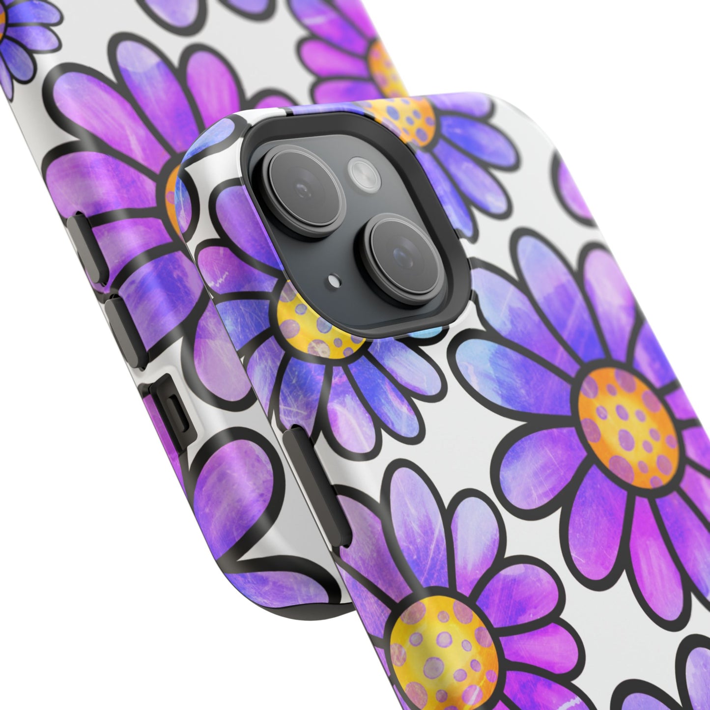 Purple Daisy Delight MagSafe iPhone Case – Slim Profile, Glossy Finish