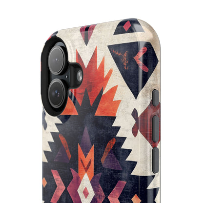 Boho Tribal Starburst Tough MagSafe iPhone Case – Vibrant Geometric Design, Dual-Layer Protection