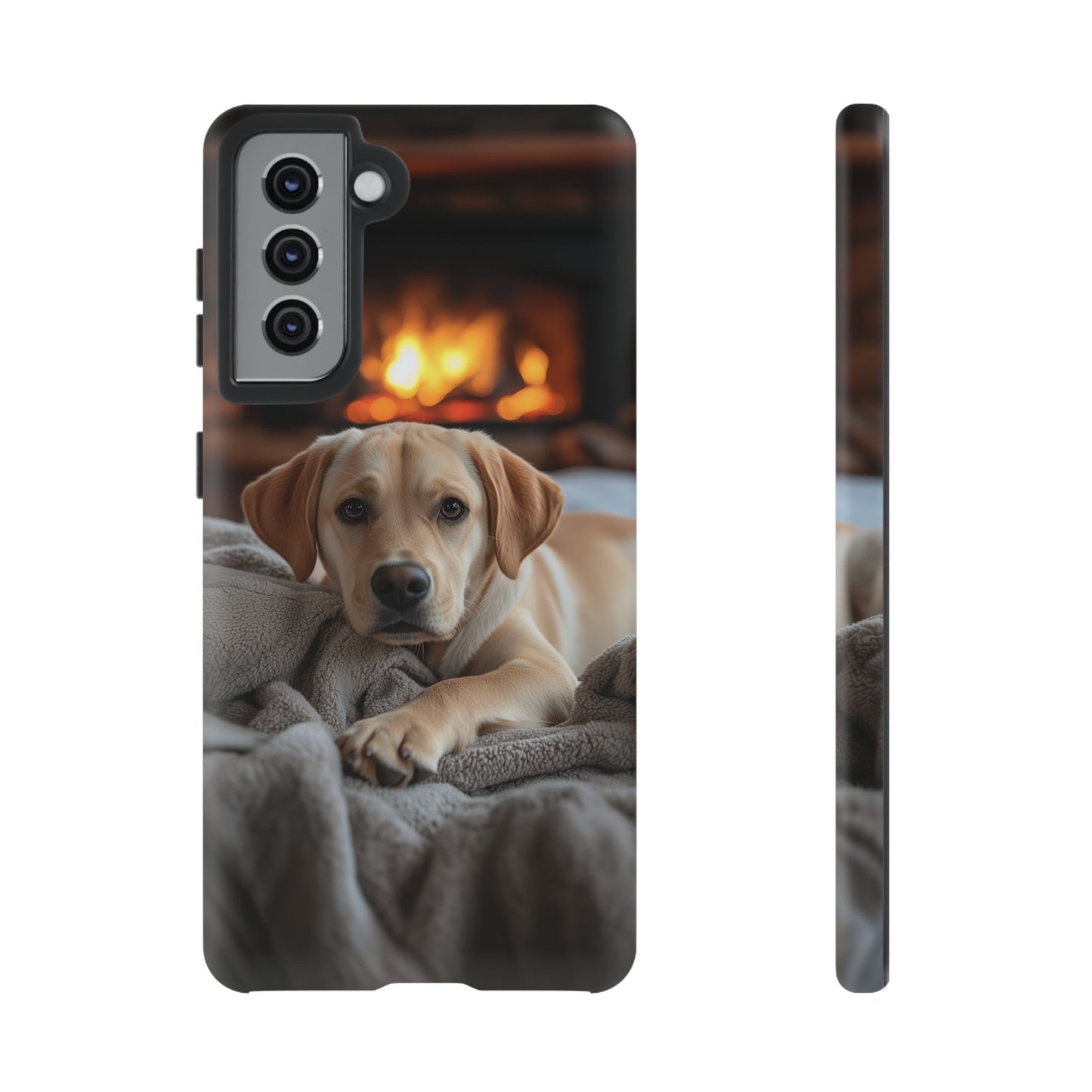 Cozy Golden Retriever by the Fireplace - Samsung Galaxy Case