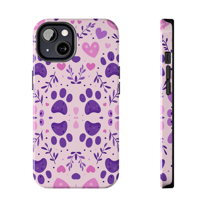 Pastel Paw Print iPhone Case - Cute Pet-Themed Floral Protective Cover