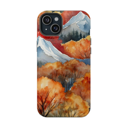 Autumn Mountain Forest Watercolor - MagSafe iPhone Case