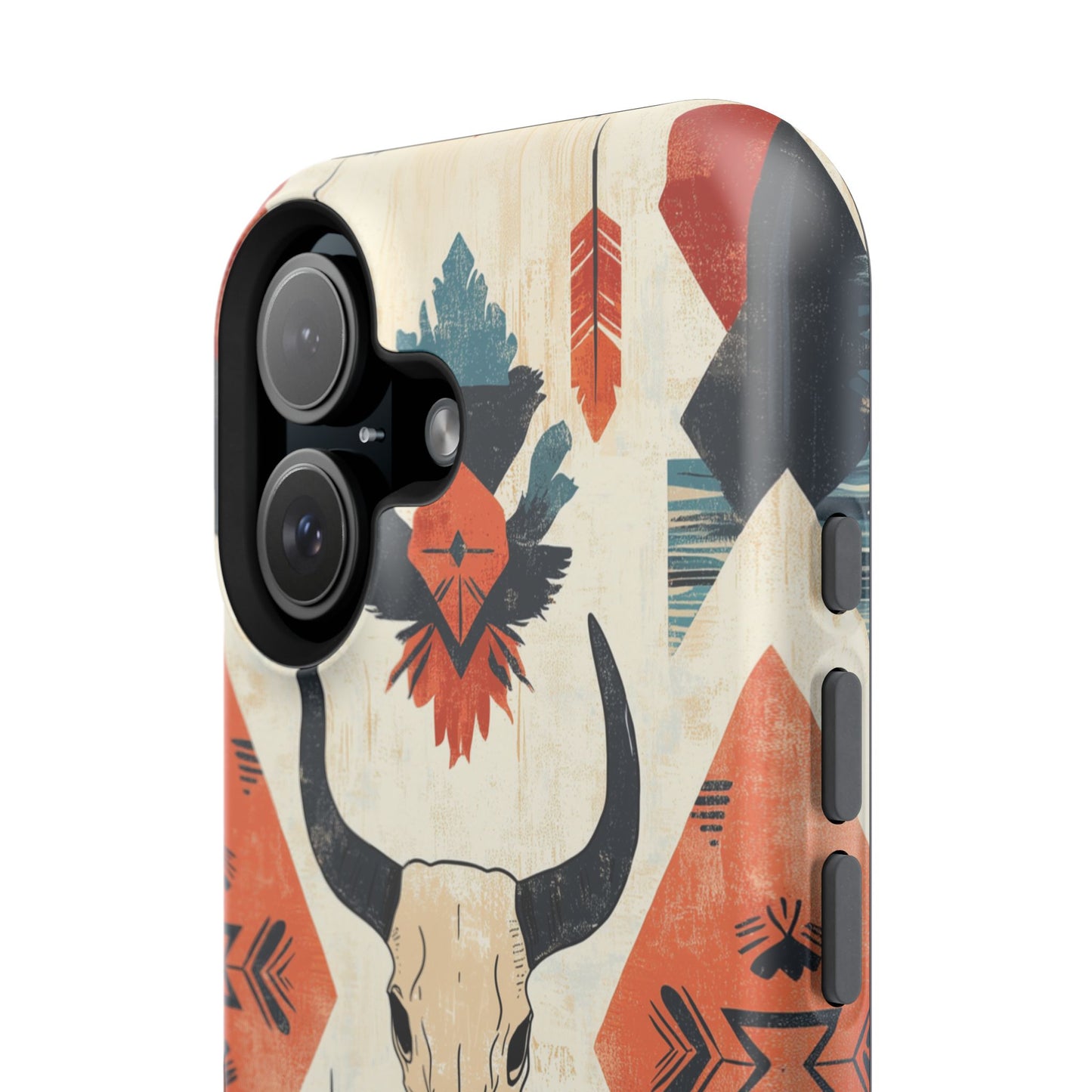 Southwestern Boho Skull Tough MagSafe iPhone Case – Durable Matte Finish, Dual-Layer Protection