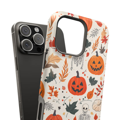 Halloween Pumpkin & Skeleton MagSafe iPhone Case – Spooky Autumn Design