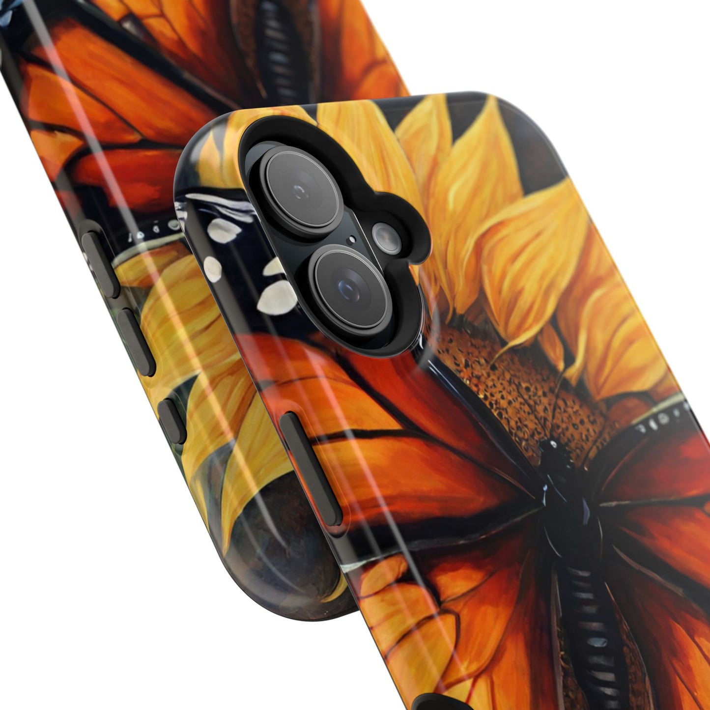 Monarch Butterfly & Sunflower Art – MagSafe iPhone Case