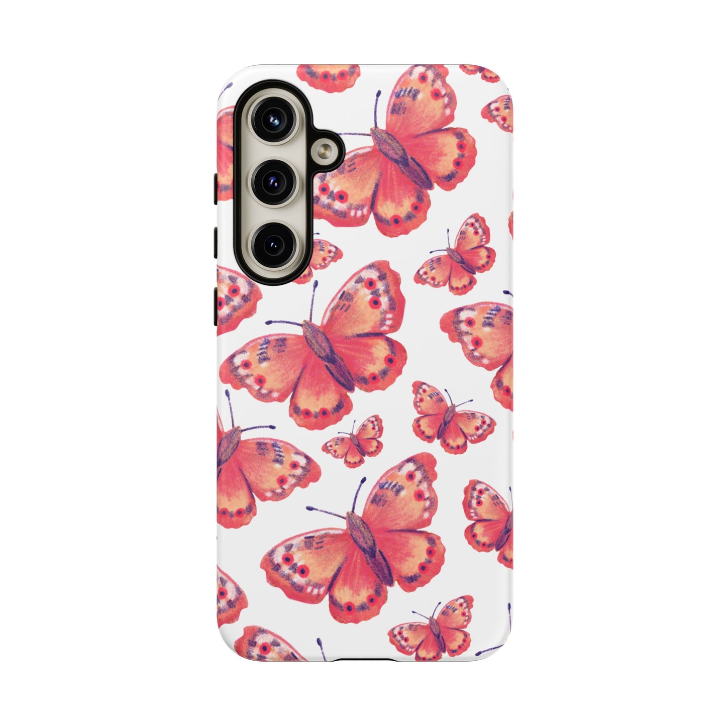 Coral Butterfly Samsung Galaxy Case – Slim, Protective Design with Bold Watercolor Print