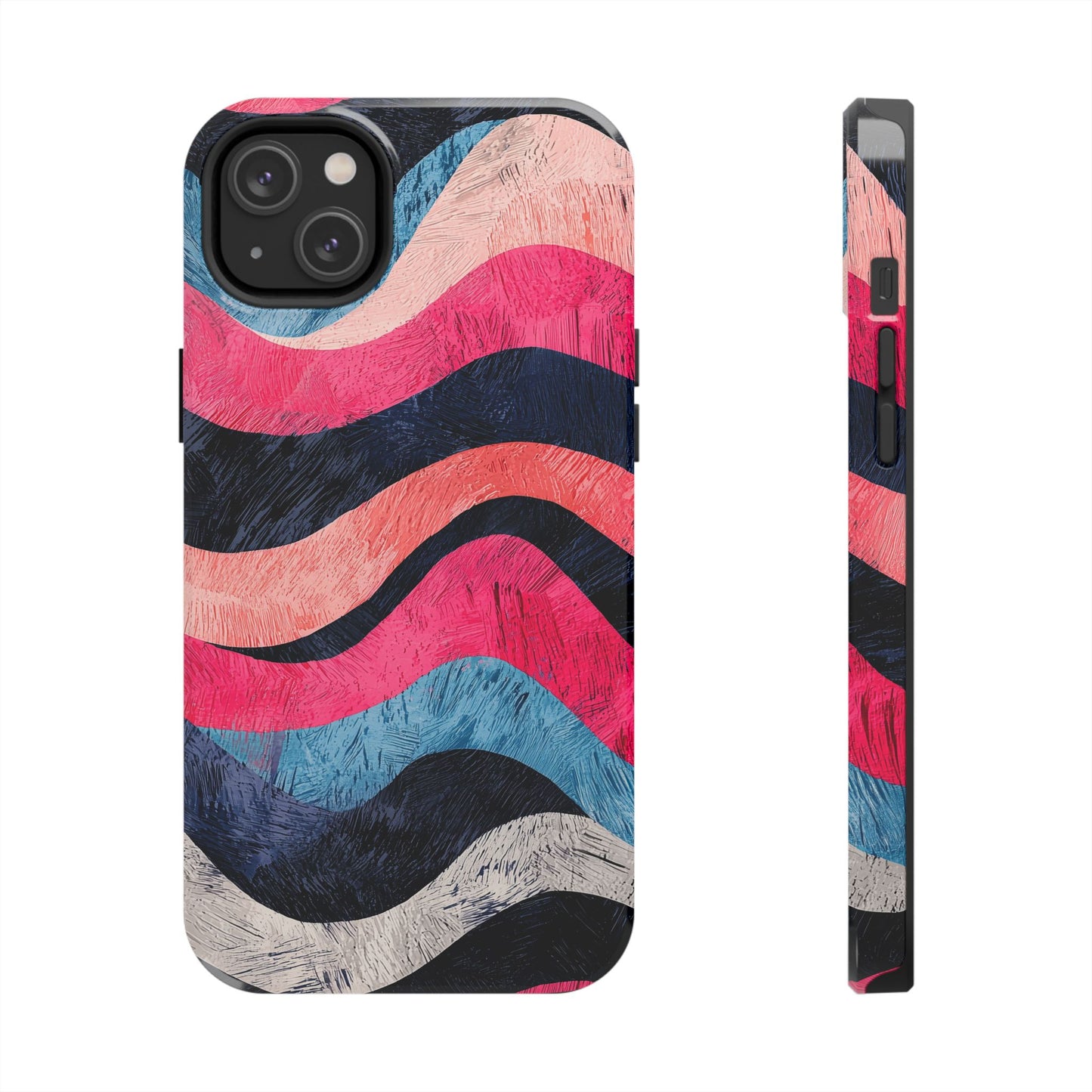 Abstract Wave Pattern iPhone Case – Shockproof, Matte Finish, Dual-Layer Protection