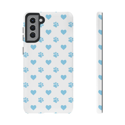 Blue Paw Prints & Hearts – Samsung Galaxy Case for Pet Lovers