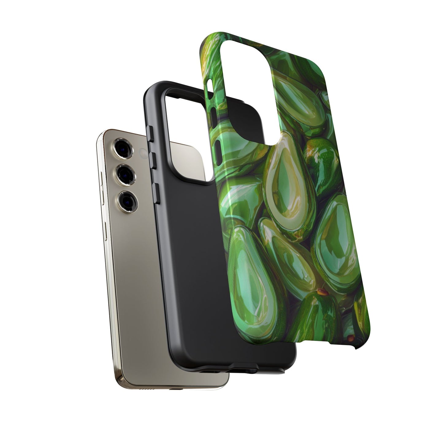 Glossy Avocado Samsung Galaxy  Case – Sleek Green 3D Fruit Design, Durable and Stylish