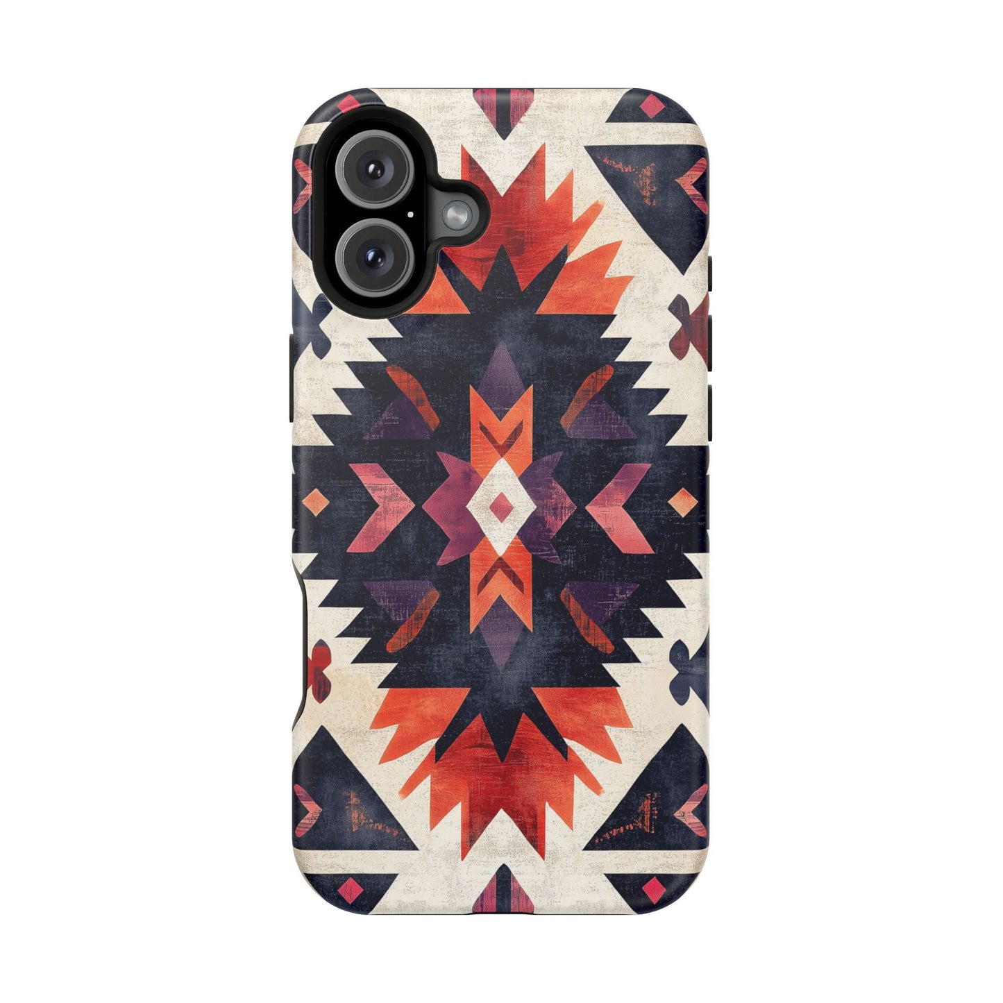 Boho Tribal Starburst Tough MagSafe iPhone Case – Vibrant Geometric Design, Dual-Layer Protection