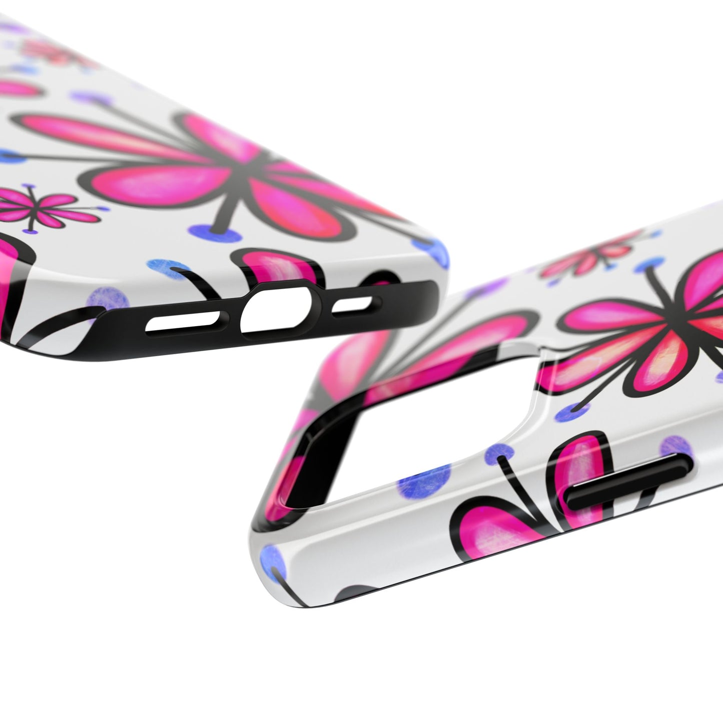 Pink Retro Bloom iPhone Case – Ultra-Slim Design, Glossy Finish