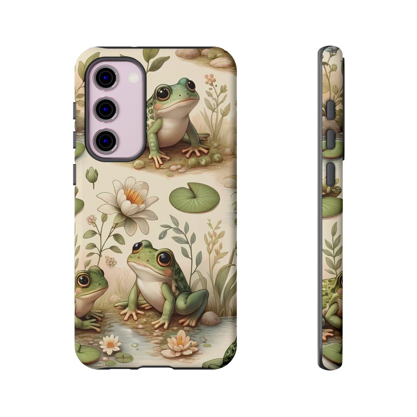 Cute Frogs Phone Case - Pond Pals Frolic - Charming Frog Lily Pad Phone Case for iPhone, Google & Samsung! Great Gift For Any Frog Lover!