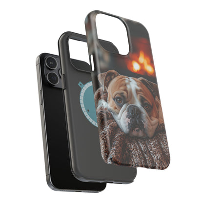 Cozy Bulldog MagSafe Case – Fireside-Inspired Protective Cover