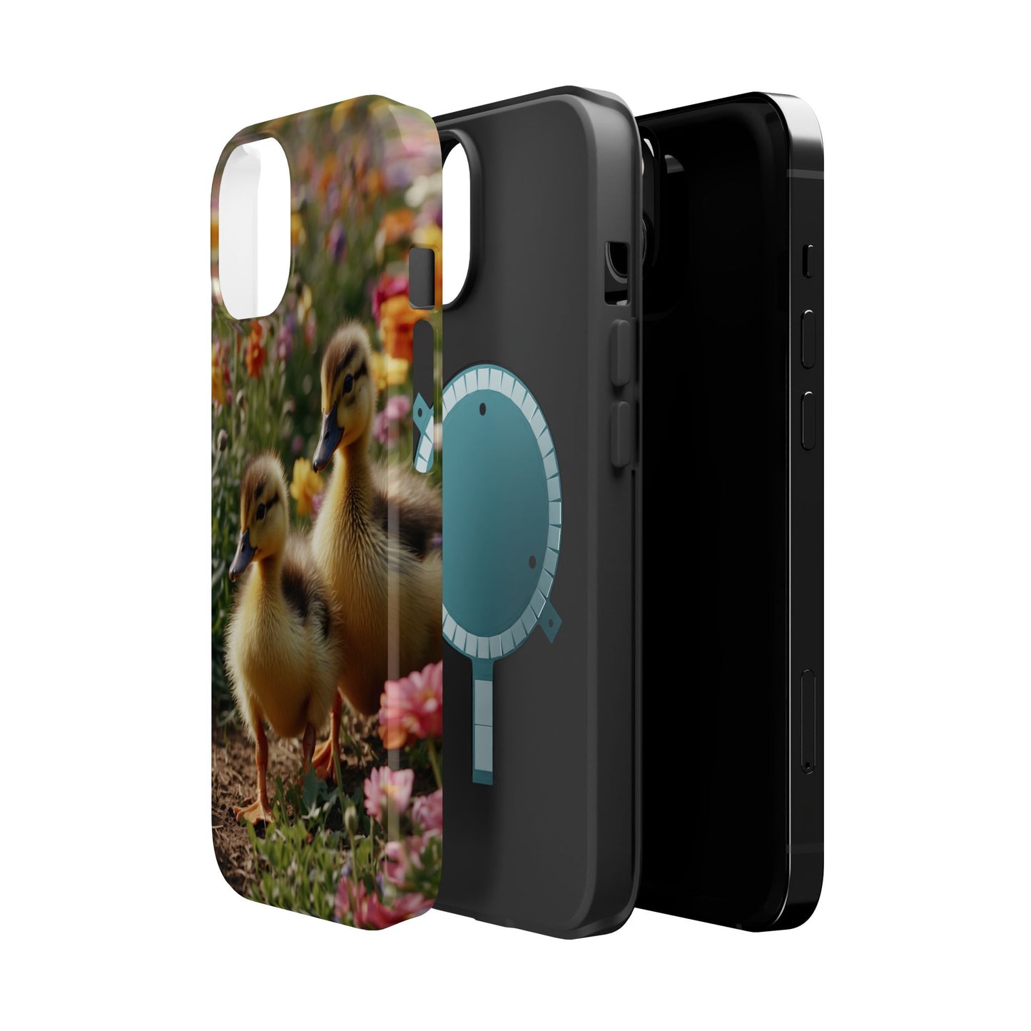 Charming Ducklings in Floral Garden - MagSafe iPhone Case