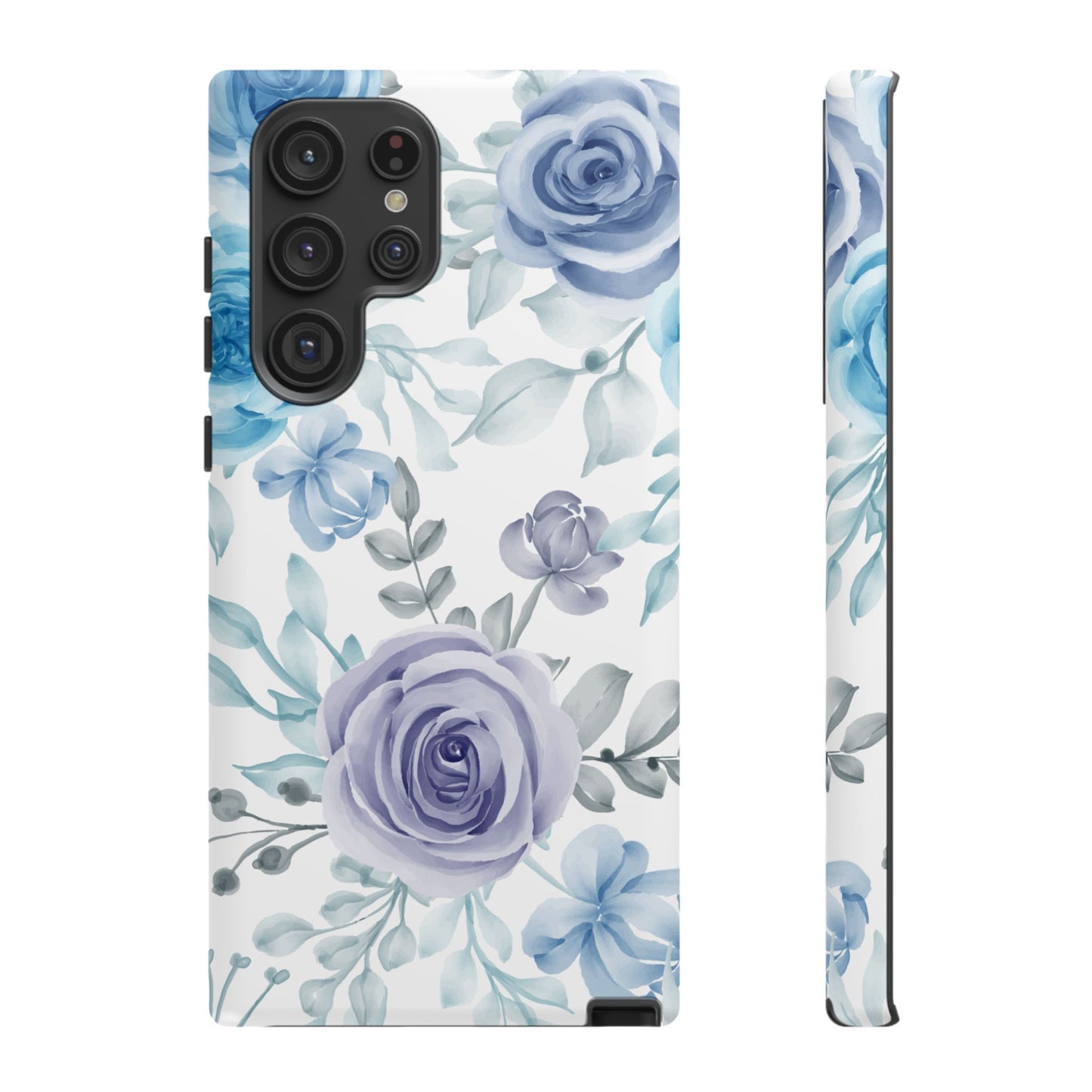 Elegant Blue & Violet Roses Samsung Galaxy Case – Artistic Floral Design for Stylish Protection